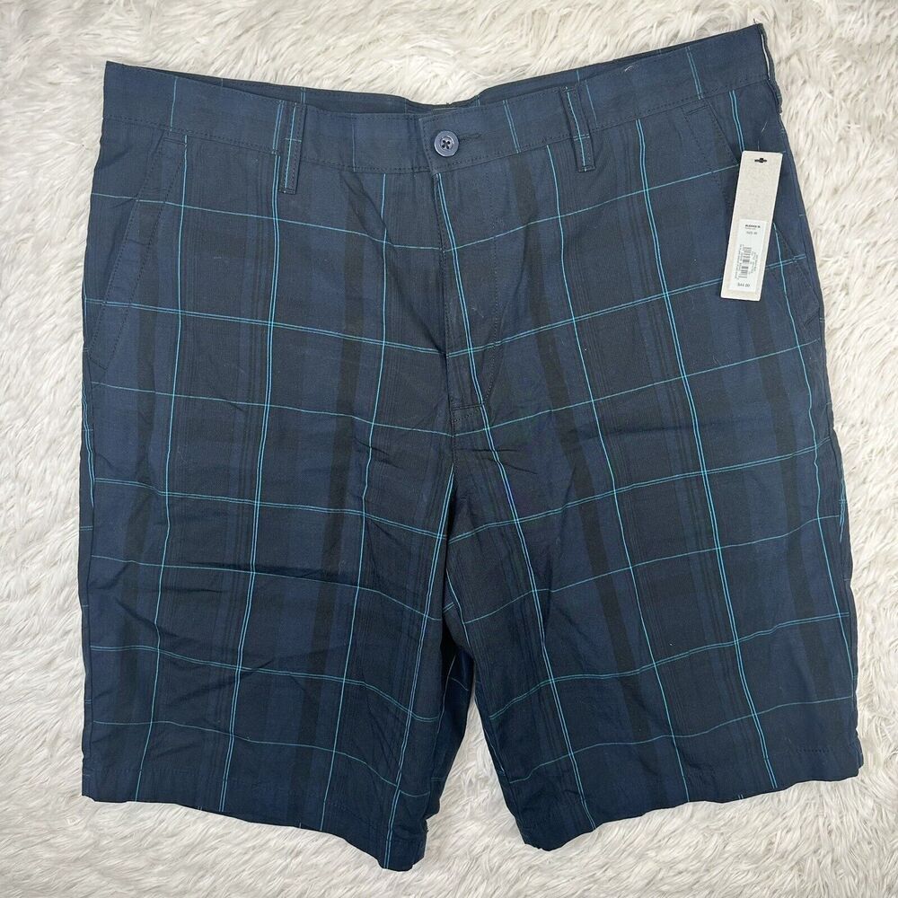 Kohl’s Apt. 9 Plaid Cargo Shorts Men’s Size 38‎ Black/Blue Loose NWT